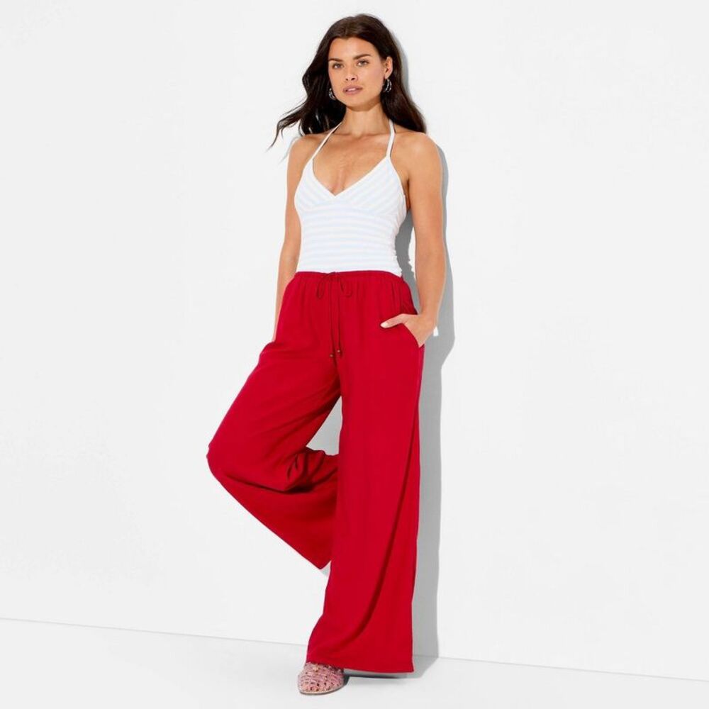 NWT- Wild Fable Red Wide Leg Drawstring Pants